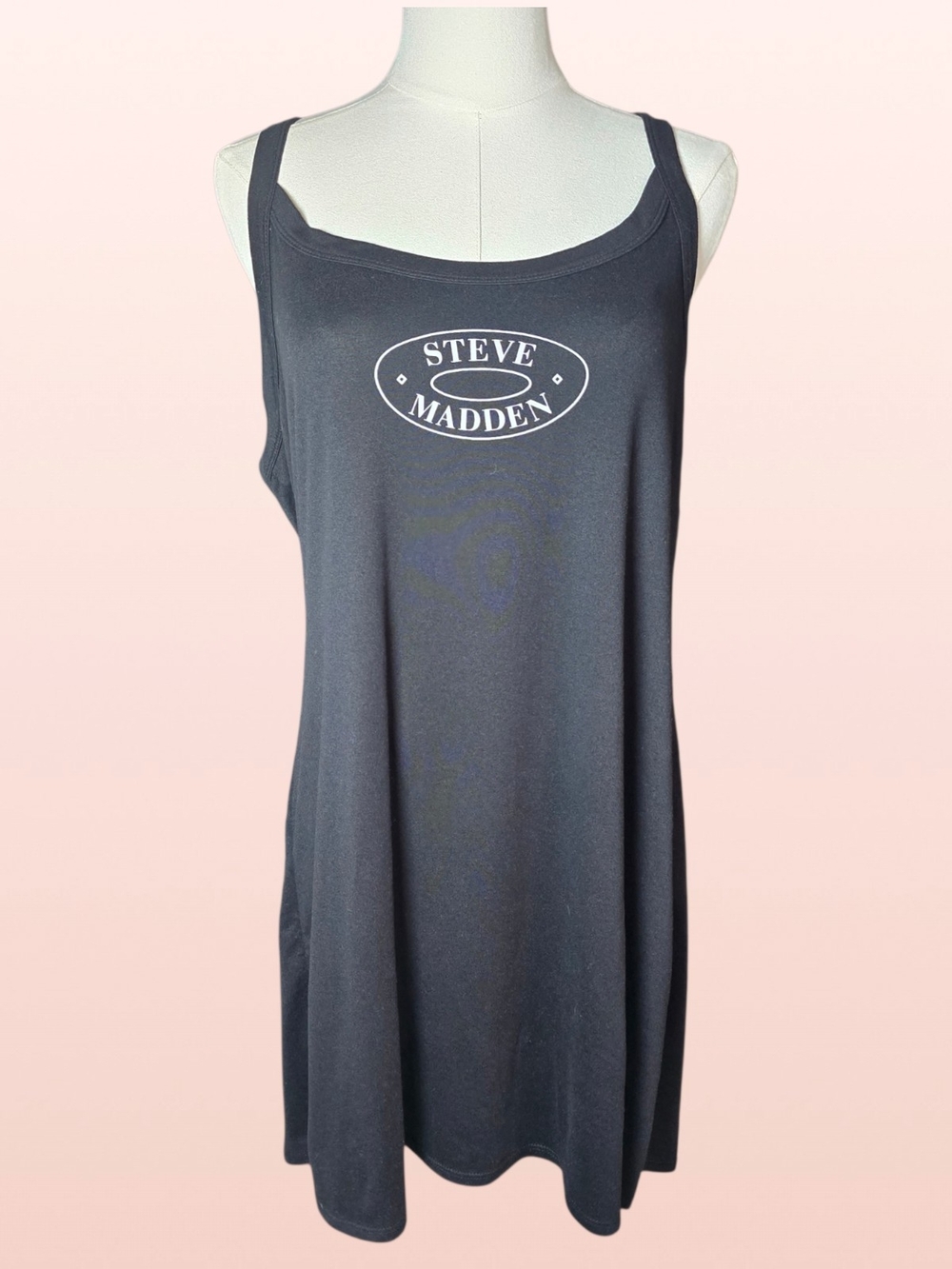 STEVE MADDEN Black Logo Tank Nightdress - XL No Tag